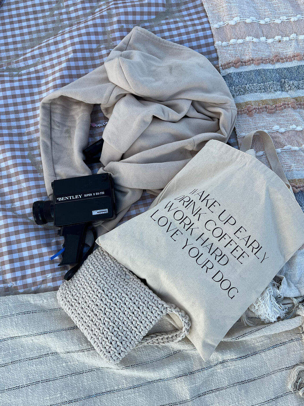 canvas tote bag: wake up early, drink coffee, work hard, love your dog